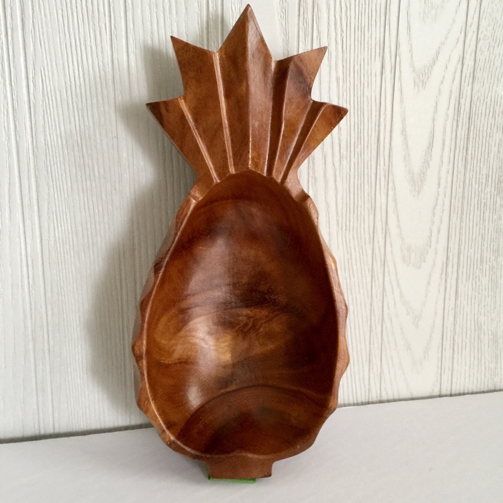 Vintage Pineapple Wooden Bowl 9.75” x 4.5”